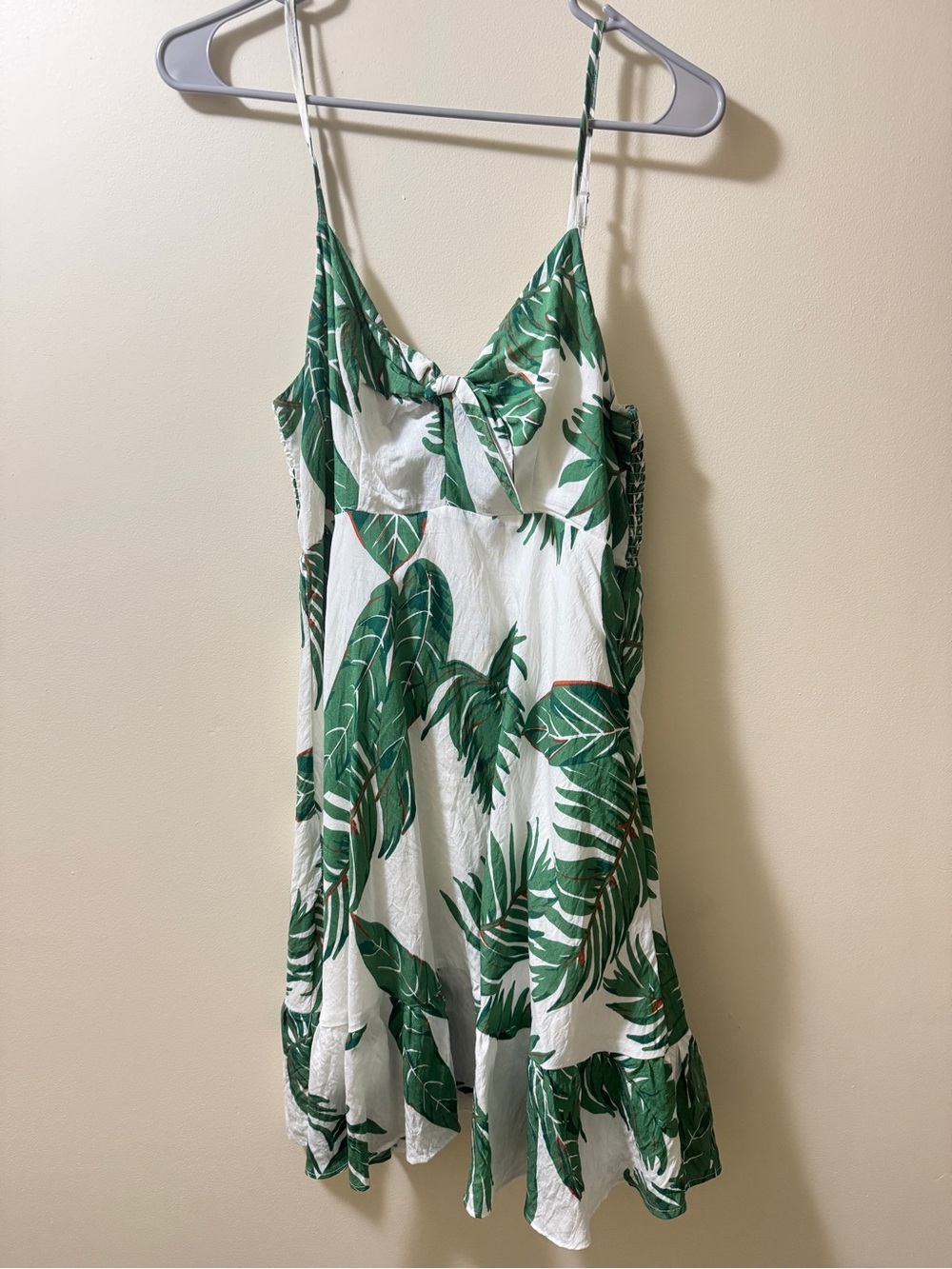 Dottie Couture White & Green Tropical Leaf Sundress
